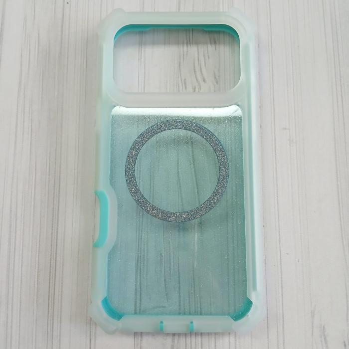 IPHONE 17 PRO MAX - CASE GLITTER DOBLE ENSAMBLE AQUA