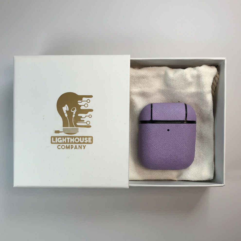 AIRPODS 1&2 - COBERTOR DE CUERO MORADO LILA