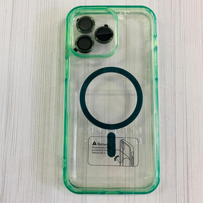 IPHONE 14 PRO MAX - CASE CON VIDRIOS DE CÁMARA CLEAR/GREEN