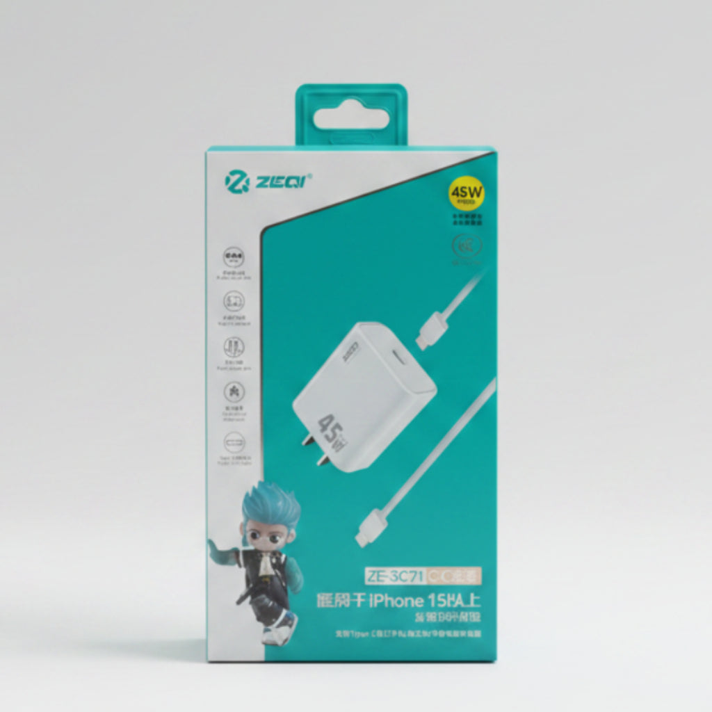 ZEQI CARGADOR COMPLETO 45W TYPE C