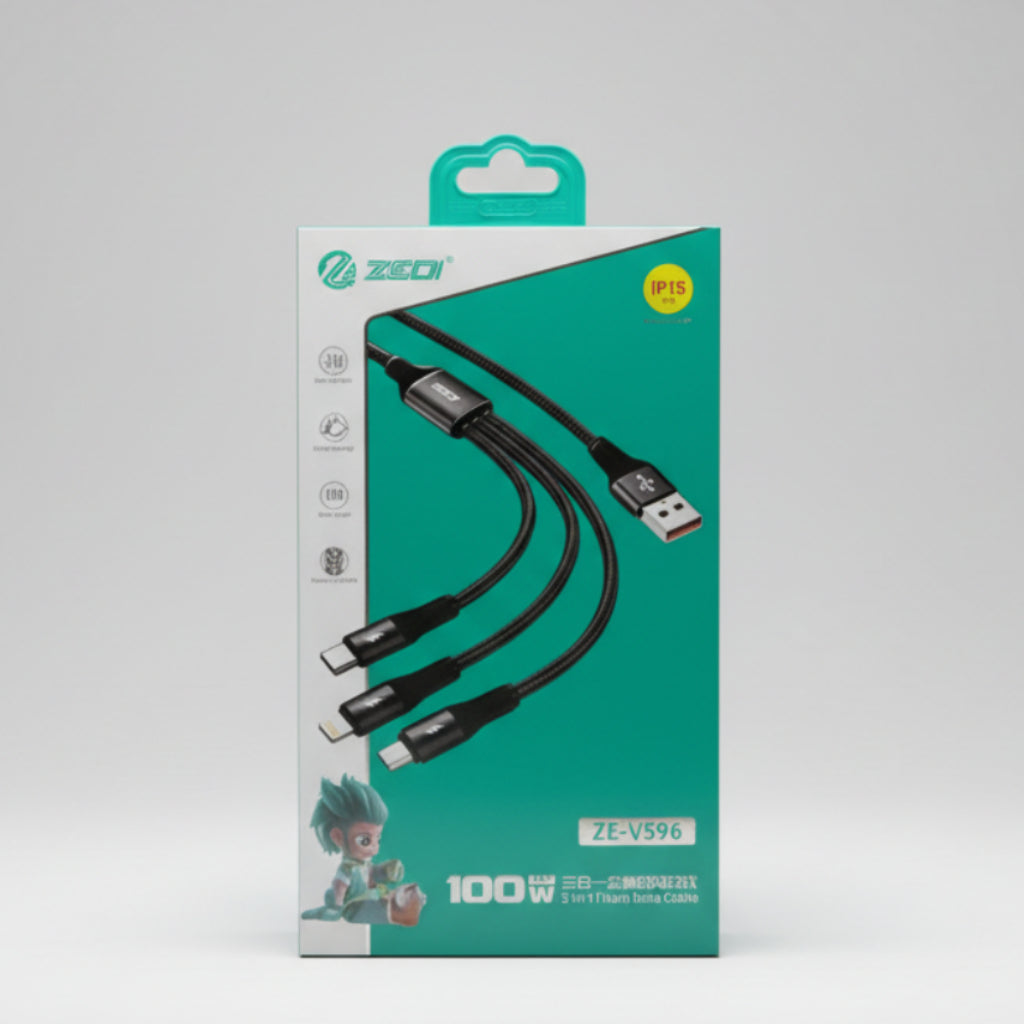 ZEQI CABLE USB 3 IN 1 - NEGRO