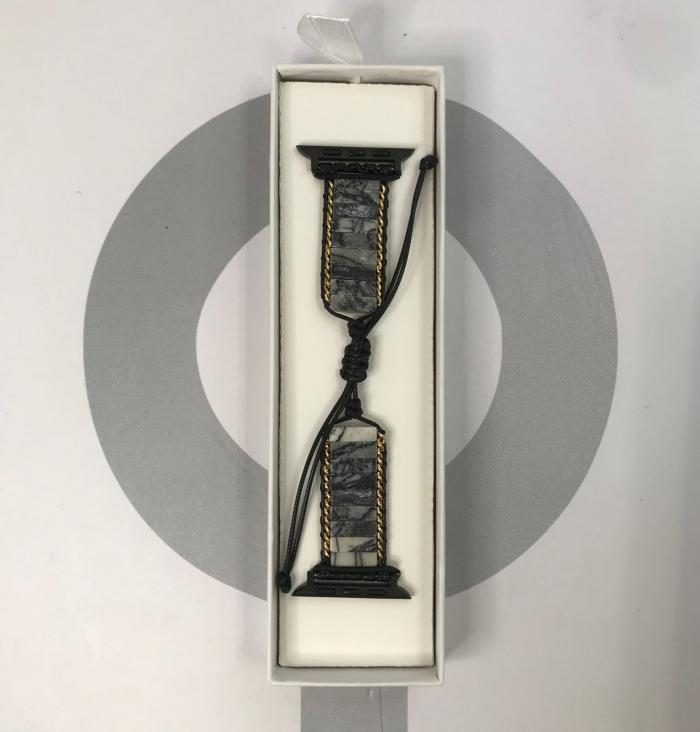 HANDMADE IWATCH BAND 42/44/45 MARMOL GRIS/BLANCO