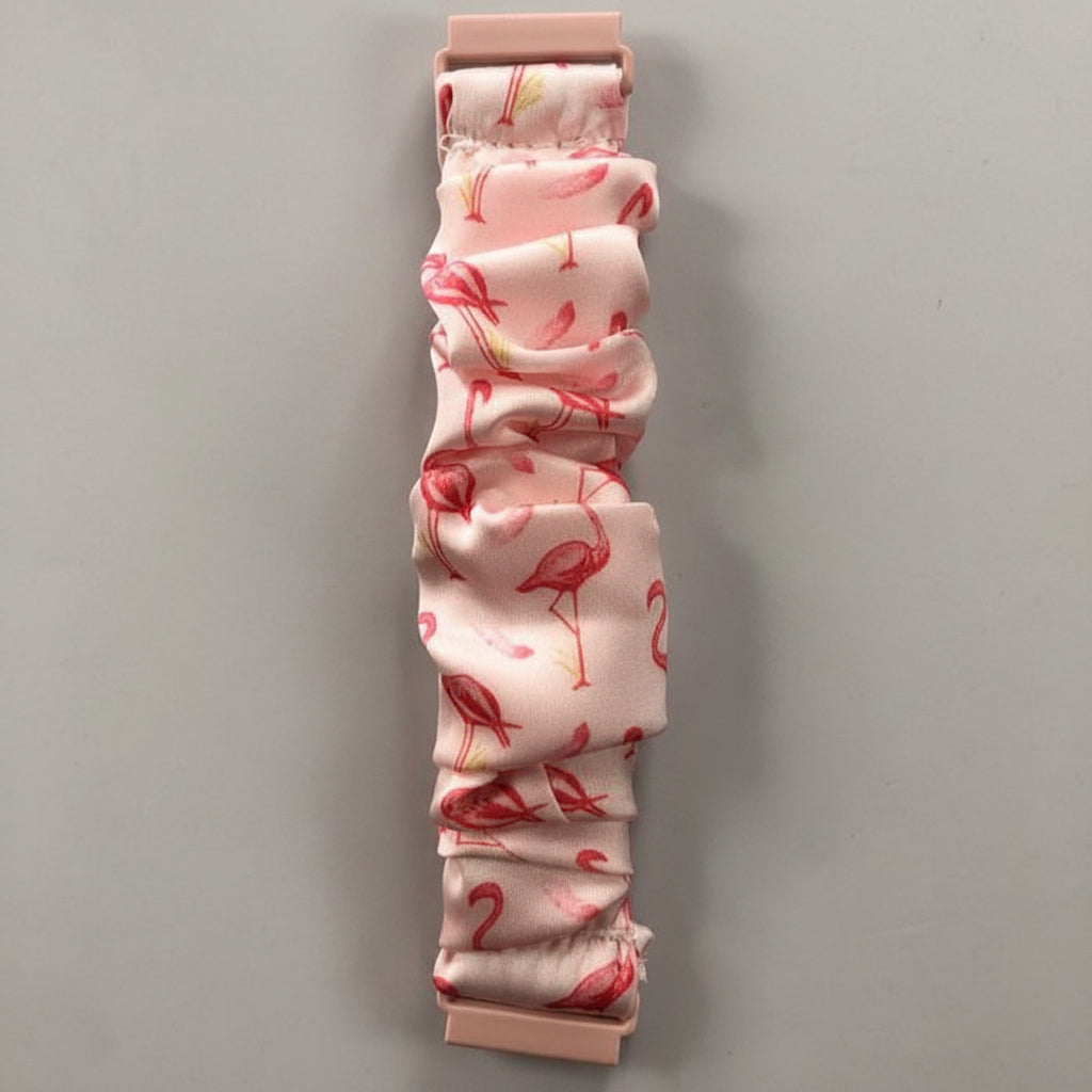 SCRUNCHIE BAND S 22 MM ROSADO CON FLAMENCOS