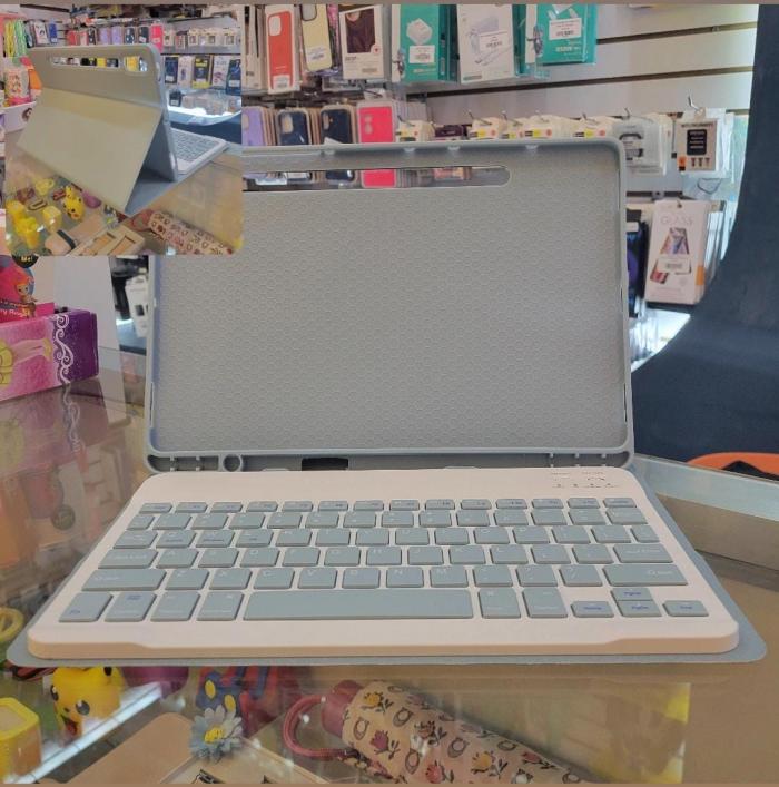 SAMSUNG TAB S7/S8 - COBERTOR AZUL GRISÁCEO CON TECLADO