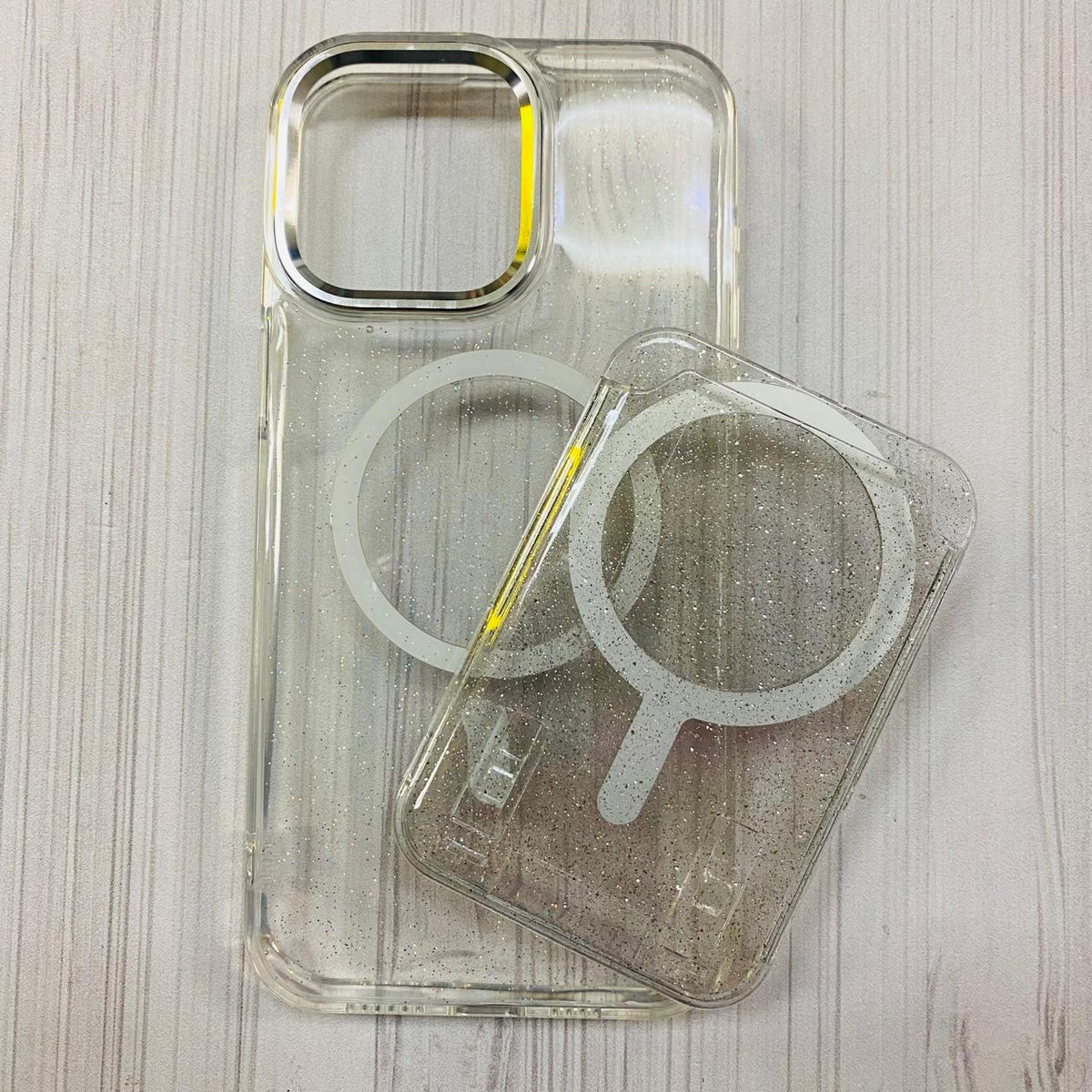 IPHONE 15 PRO MAX - CASE WITH CARD GLITTER CLEAR