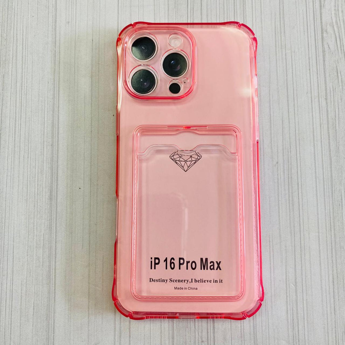 IPHONE 16 PRO MAX - ANTI BURST CON TARJETERO ROSADO