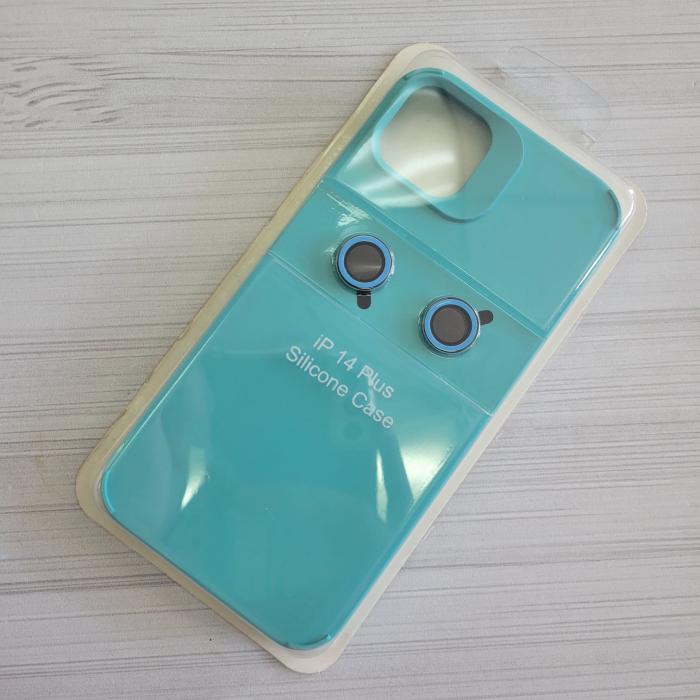 IPHONE 14 PLUS - SILICON CASE CON VIDRIOS DE CAMARA AQUA