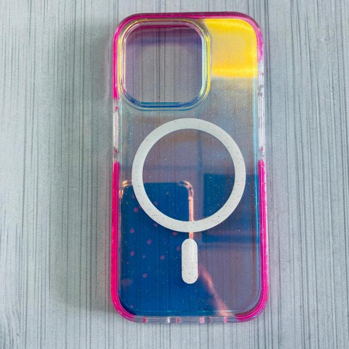 IPHONE 15 PRO - GLITTER CASE TORNASOL ORILLA ROSADA