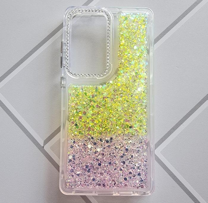 SAMSUNG GALAXY S23 ULTRA - GLITTER CASE AMARILLO / ROSADO