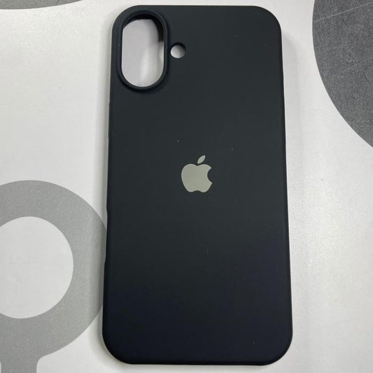 IPHONE 16 PLUS - SILICON CASE NEGRO MANZANA GRIS