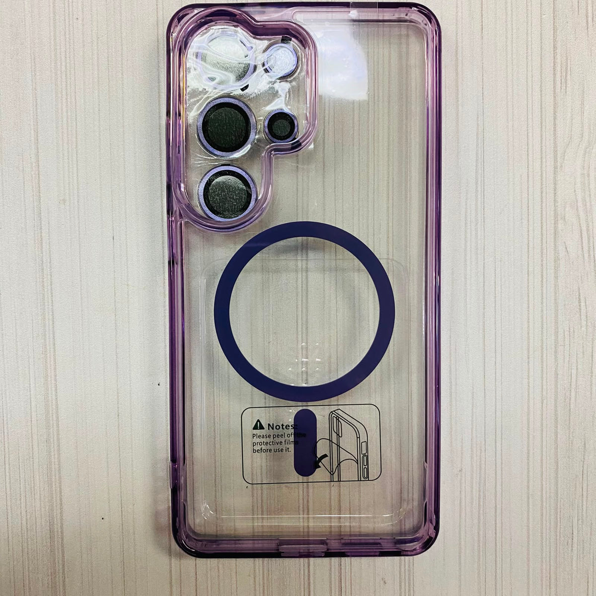 SAMSUNG GALAXY S25 ULTRA - CLEAR CASE MORADO CON VIDRIOS DE CAMARA