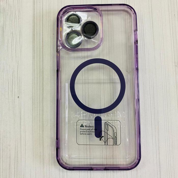 IPHONE 14 PRO MAX - CASE CON VIDRIOS DE CÁMARA CLEAR/PURPLE