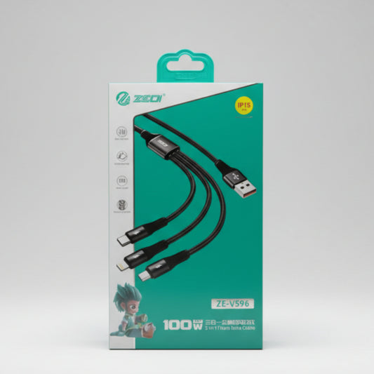ZEQI CABLE USB 3 IN 1 - NEGRO