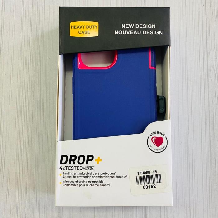 IPHONE 15 - CASE TIPO OTTER MORADO/FUCSIA
