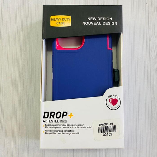 IPHONE 15 - CASE TIPO OTTER MORADO/FUCSIA