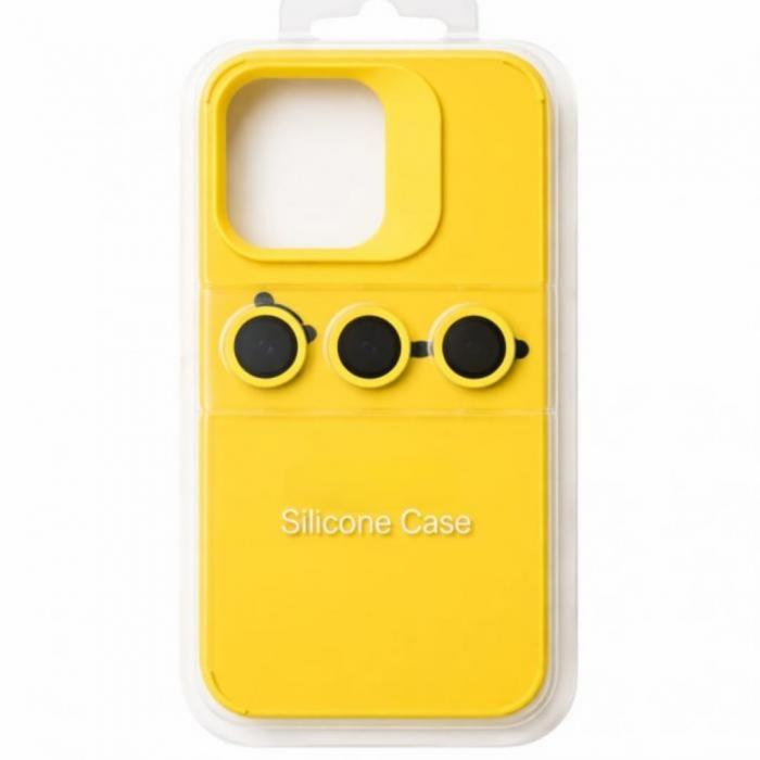 IPHONE 15 - SILICON CASE CON VIDRIOS DE CÁMARA AMARILLO