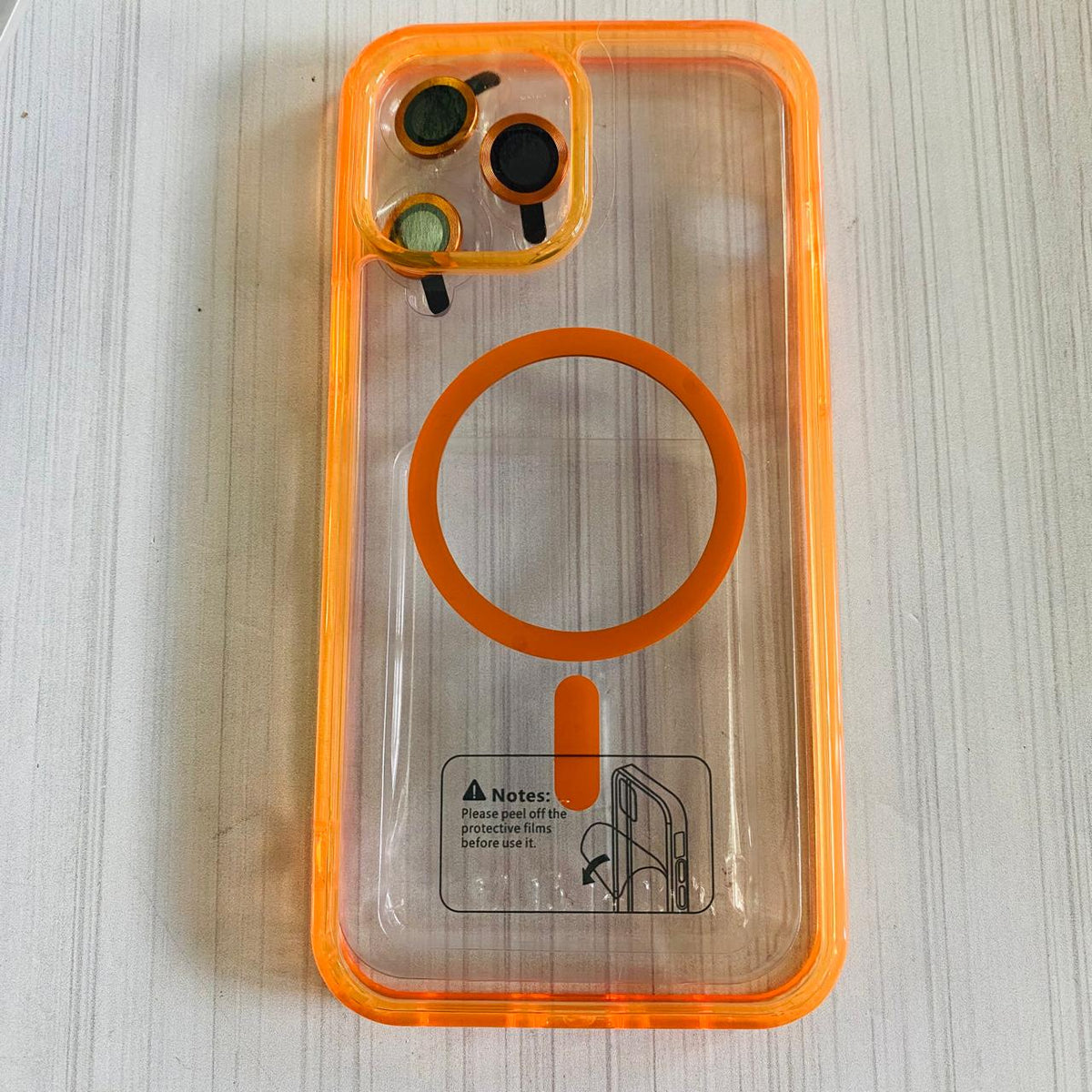 IPHONE 13 PRO MAX - CASE CON VIDRIOS DE CÁMARA ORANGE