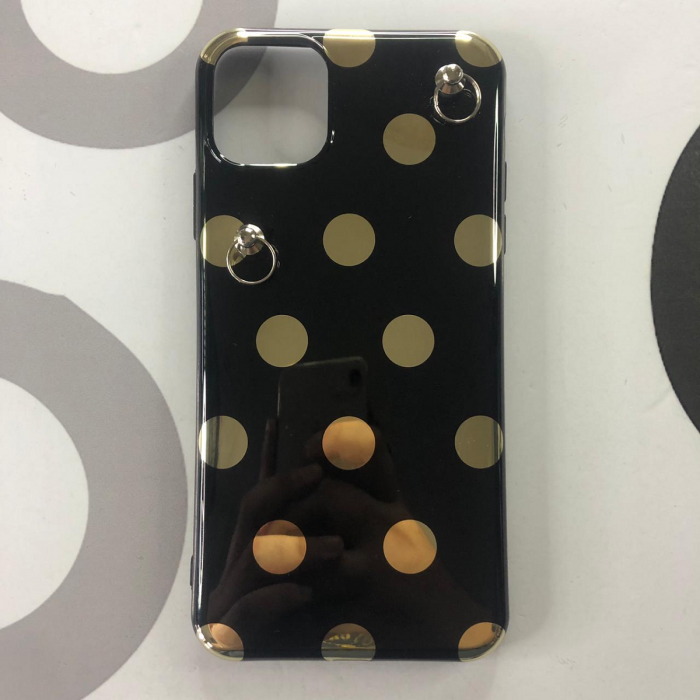 IPHONE 11 PRO MAX - COBERTOR NEGRO DOTS GOLD