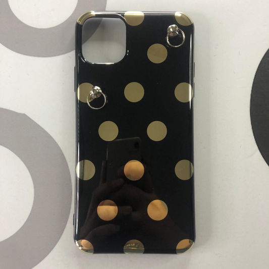 IPHONE 11 PRO MAX - COBERTOR NEGRO DOTS GOLD