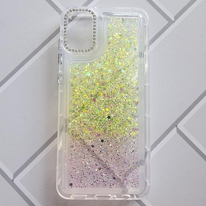 SAMSUNG GALAXY A05 - CASE GLITTER AMARILLO/ROSADO