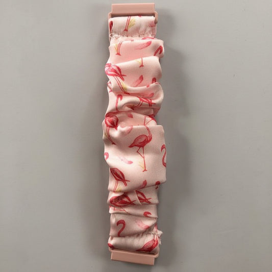 SCRUNCHIE BAND S 22 MM ROSADO CON FLAMENCOS