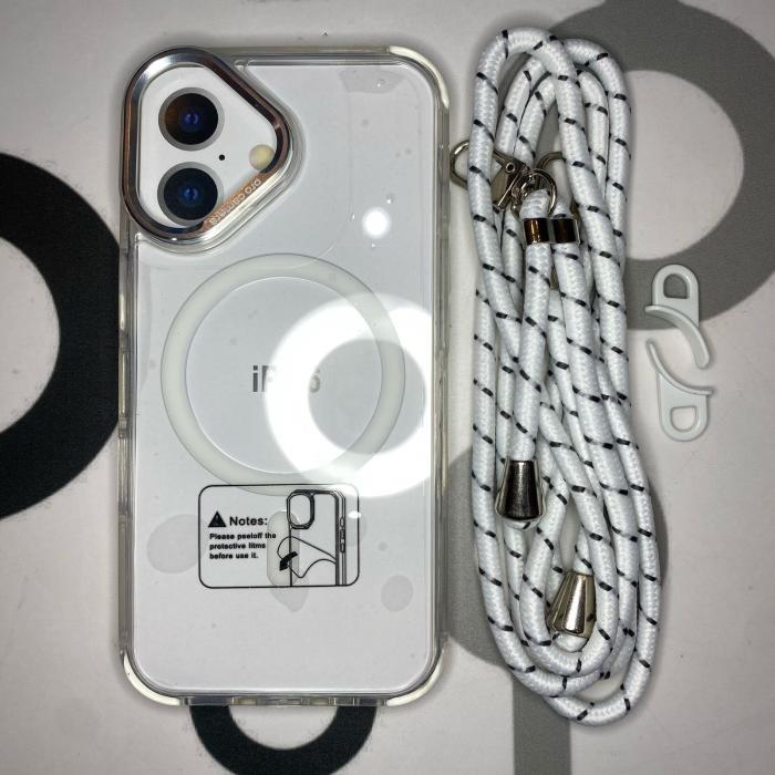 IPHONE 16 - CLEAR MAGSAFE CON CROSSBODY BLANCO