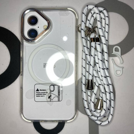 IPHONE 16 - CLEAR MAGSAFE CON CROSSBODY BLANCO