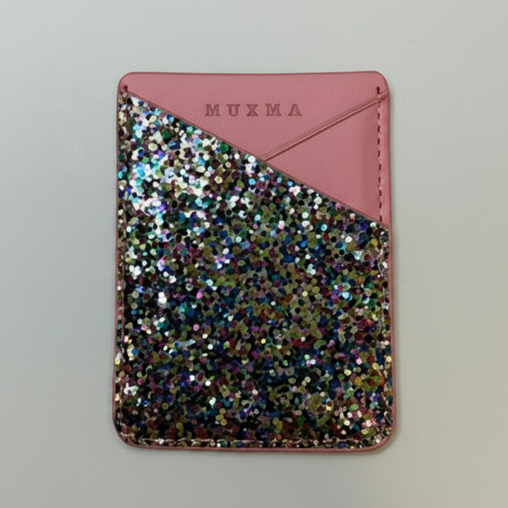 TARJETERO ADHESIVO - GLITTER ROSADO