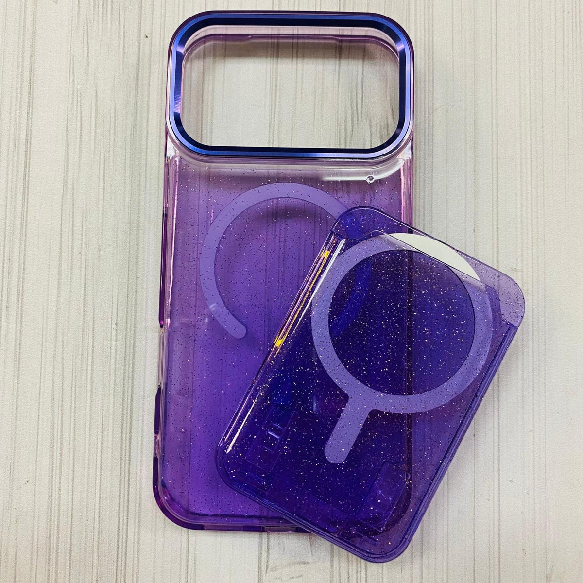 IPHONE 17 PRO MAX - CASE WITH CARD GLITTER PURPLE