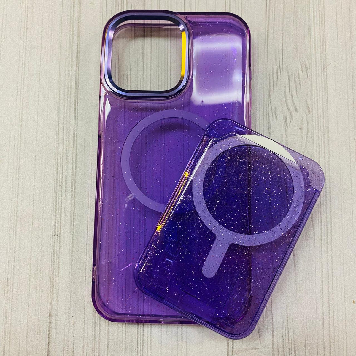 IPHONE 15 PRO MAX - CASE WITH CARD GLITTER PURPLE