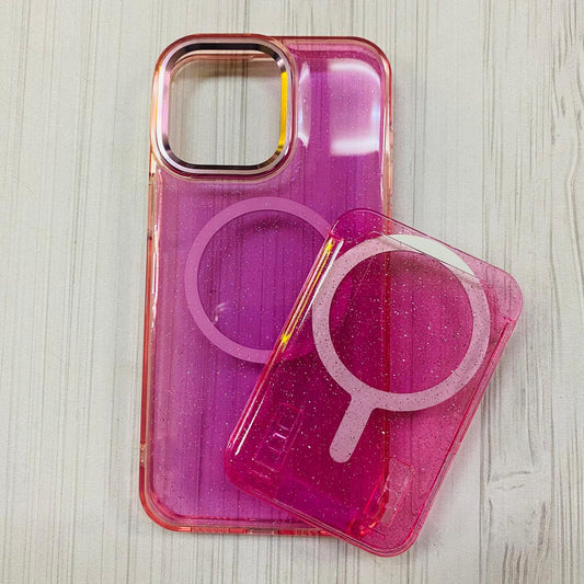 IPHONE 15 PRO MAX - CASE WITH CARD GLITTER FUCSIA
