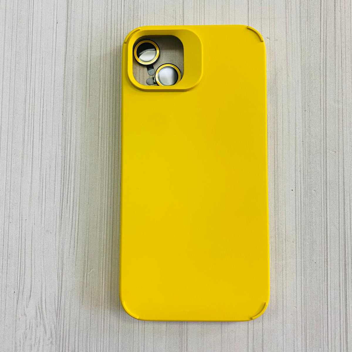 IPHONE 14 PLUS - SILICON CASE CON VIDRIOS DE CAMARA AMARILLO