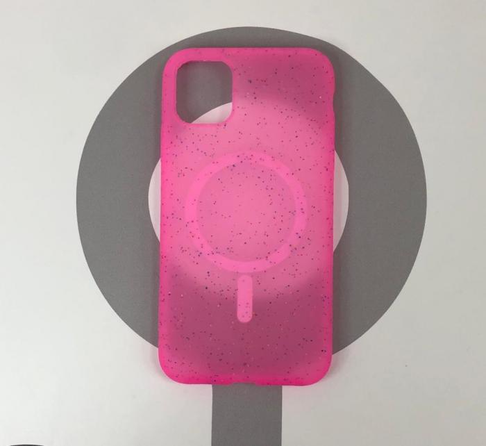 IPHONE 13 PRO - SILICON MAGSAFE ROSADO CON PISCAS MULTICOLOR