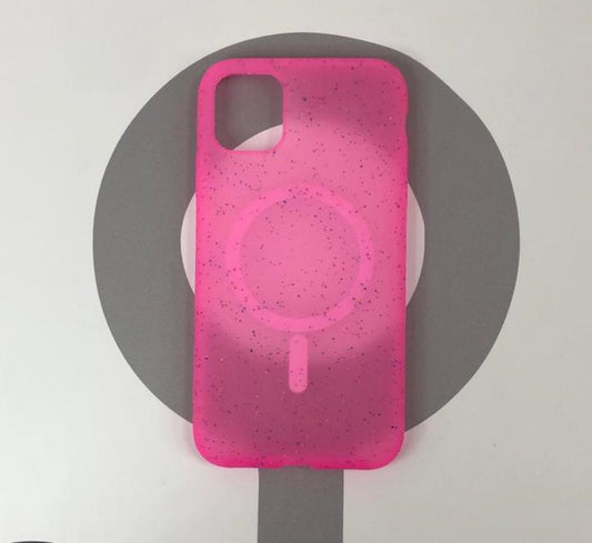 IPHONE 13 PRO - SILICON MAGSAFE ROSADO CON PISCAS MULTICOLOR