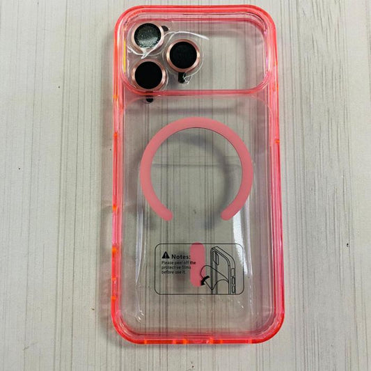 IPHONE 17 PRO MAX - CASE CON VIDRIOS DE CÁMARA CLEAR/PINK