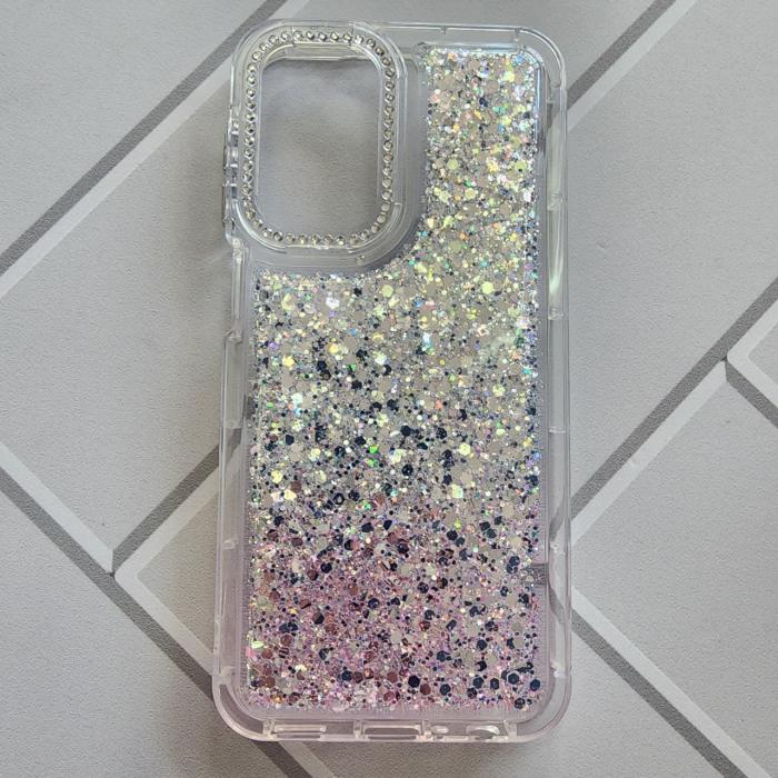 SAMSUNG GALAXY A05 - CASE GLITTER BLANCO/ROSADO