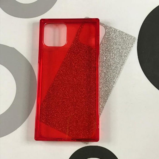IPHONE 11 PRO - SQUARE CASE GLITTER ROJO