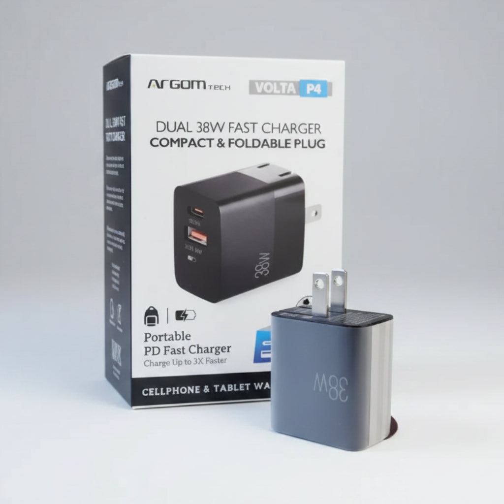 ARGOM DUAL 38W FAST CHARGER COMPACT & FOLDABLE PLUG