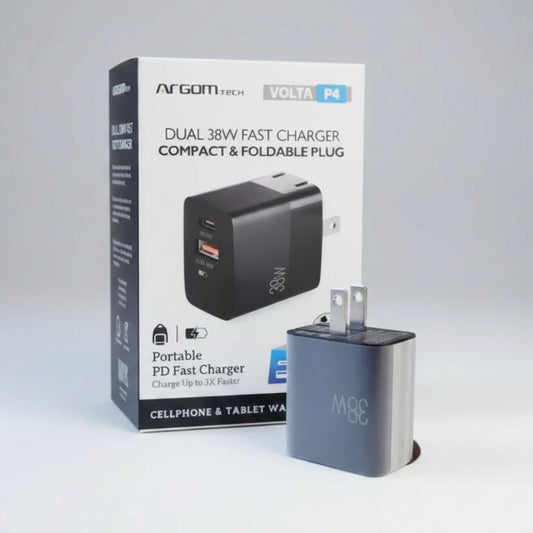 ARGOM DUAL 38W FAST CHARGER COMPACT & FOLDABLE PLUG