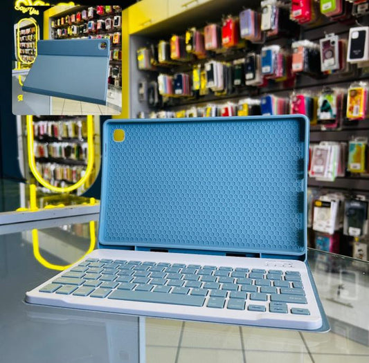 SAMSUNG TAB A7 - COBERTOR AZUL GRISÁCEO CON TECLADO