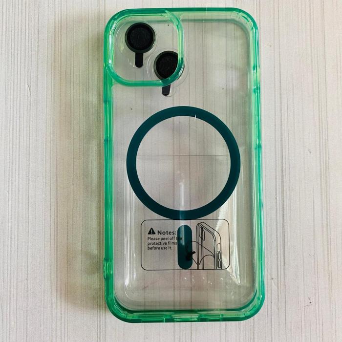IPHONE 13 - CASE CON VIDRIO DE CÁMARA CLEAR/GREEN